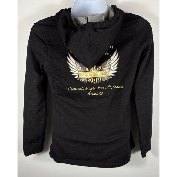 Harley-Davidson Women's Hoodie Black Medium Pullover Pocket Made In USA - 1031 - Picture 3 of 8